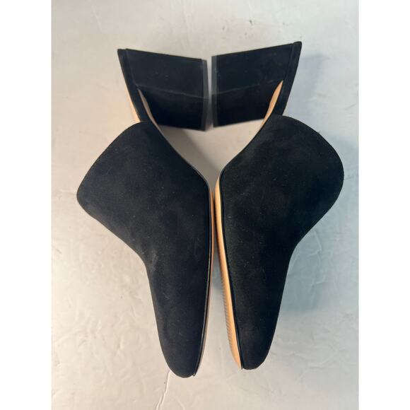 J. Crew Black Suede Block Heel Slip On Leather Insoles Mule Clog Shoes Sz 8 - Picture 4 of 11